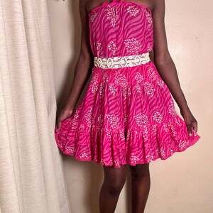 Pink Zebra Print Strapless Dress